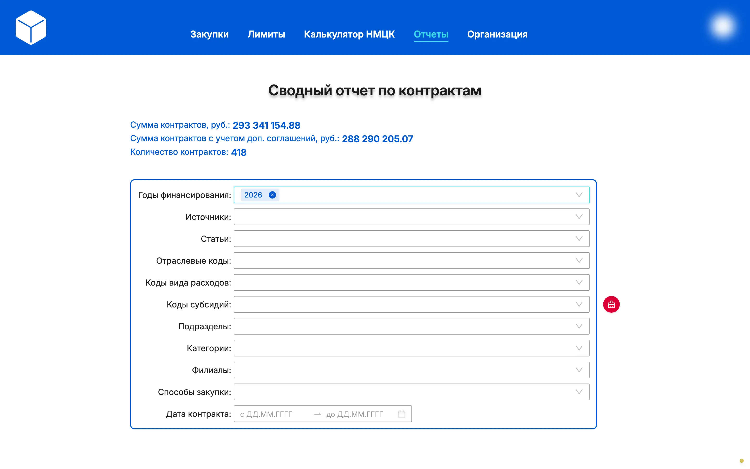 Сводный отчёт по контрактам